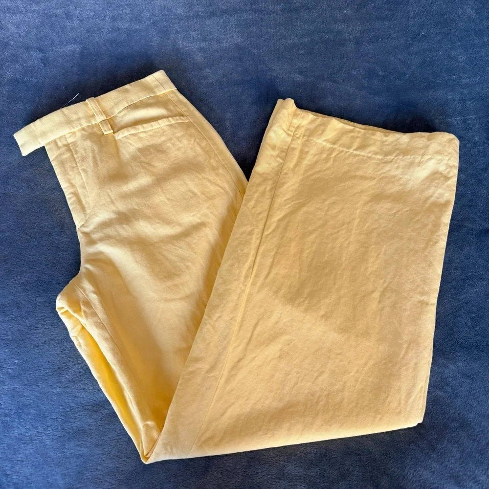 NWOT Banana Republic Soft Yellow Linen Blend Wide Leg ISLET Pants Size 8